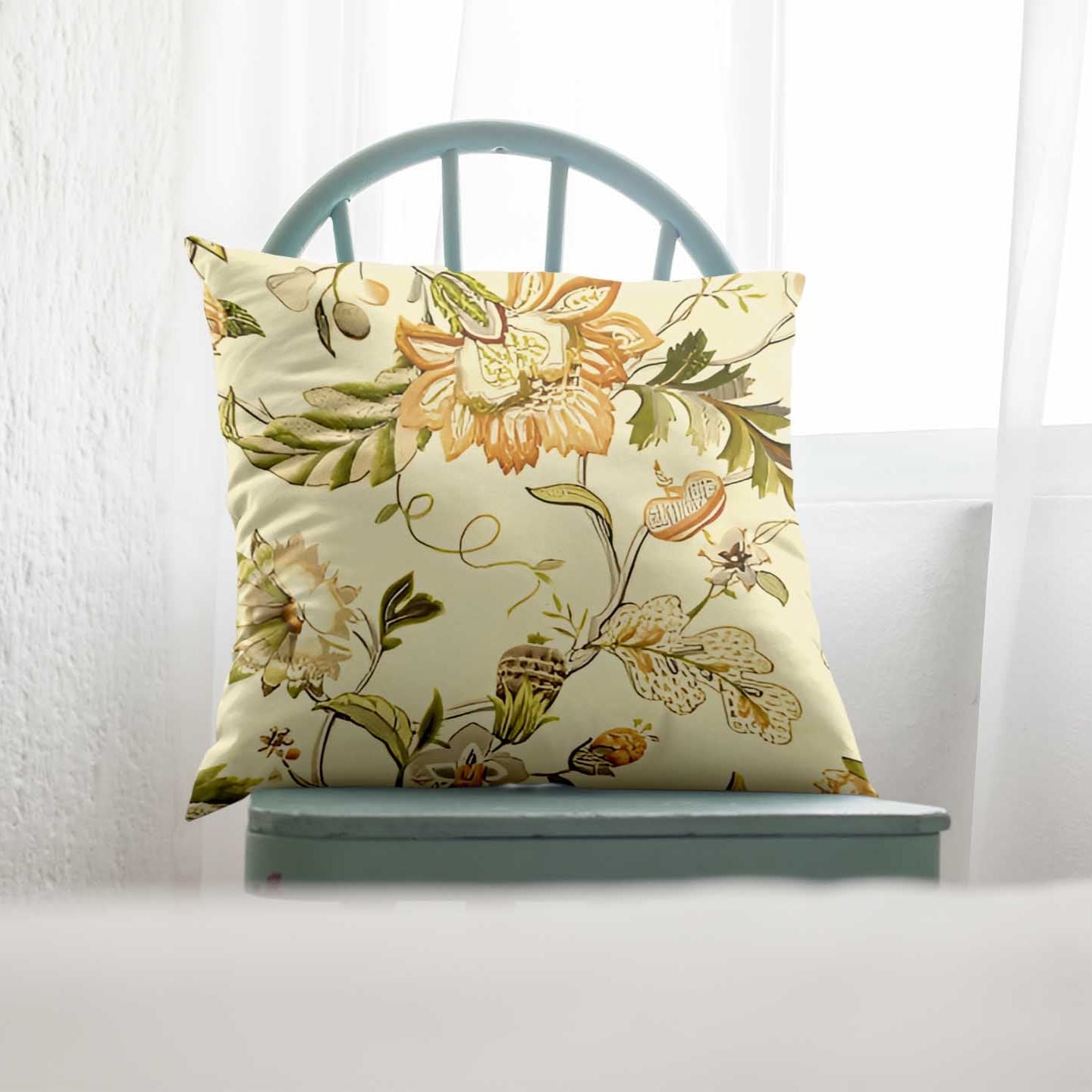 Printed - Beige Fort Throw Pillow Cover