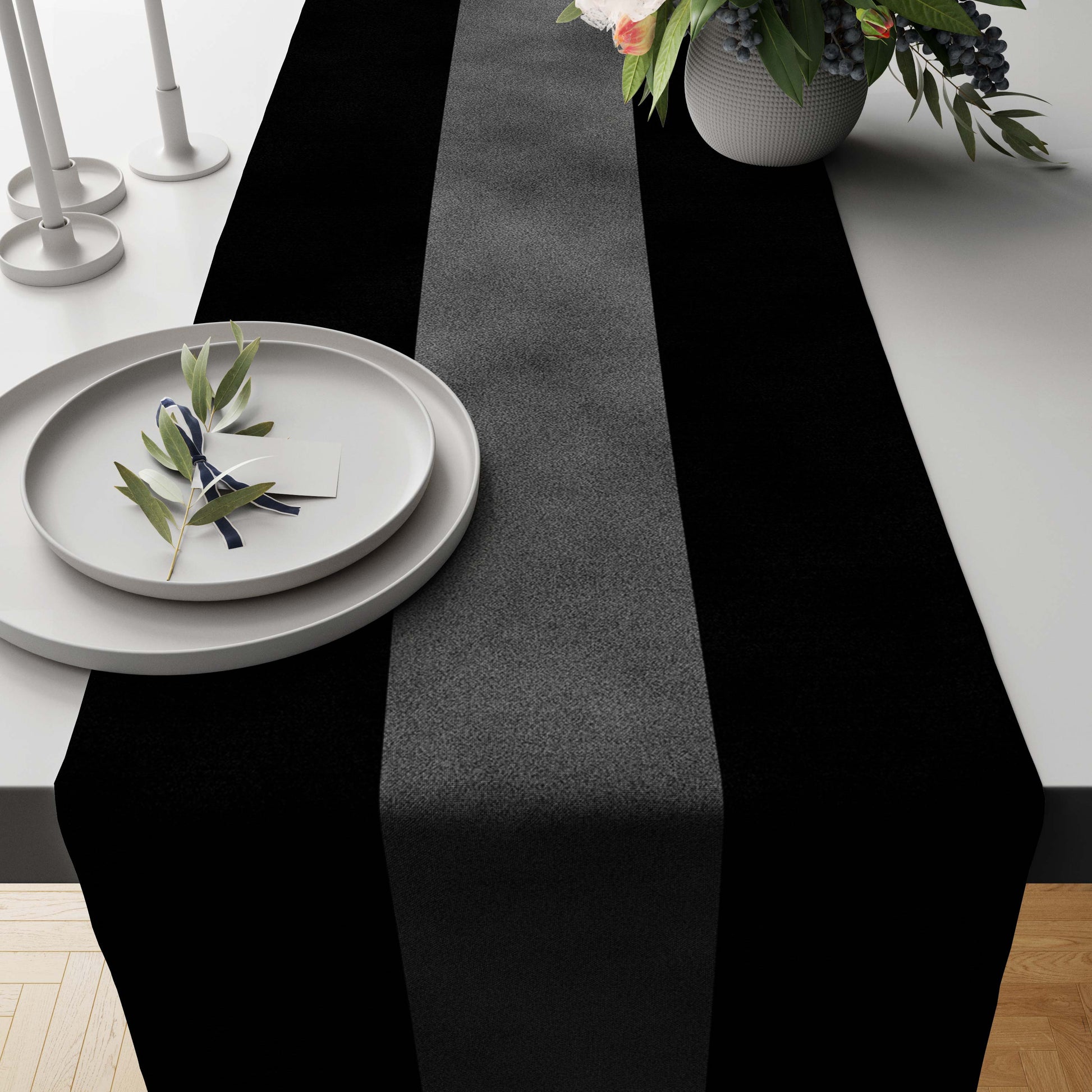 Black x Gray Table Runner