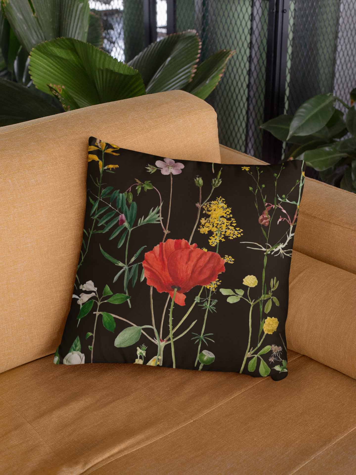 Black Rosey Throw Pillow Cover