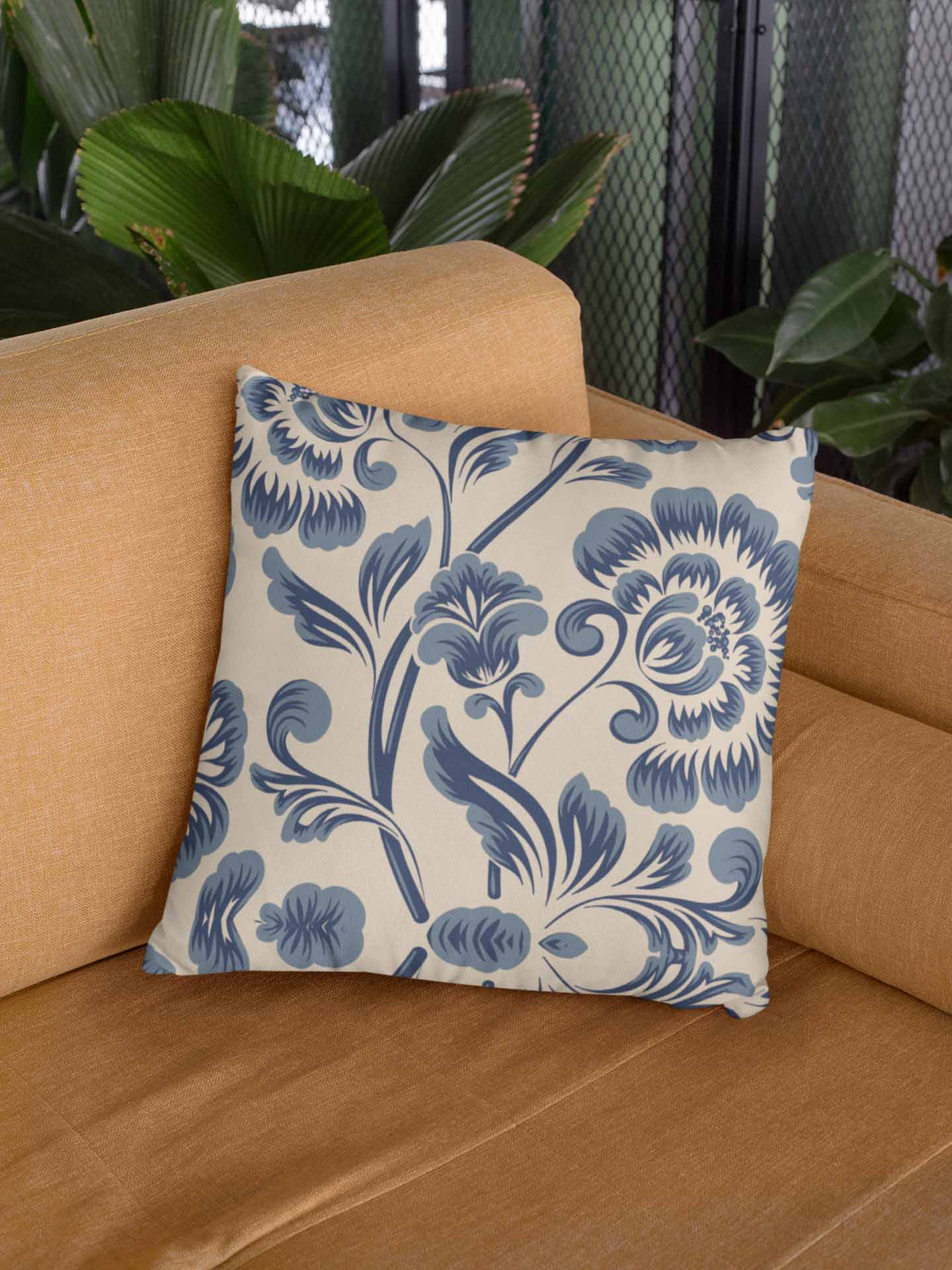 Blue Victoria Throw Pillow Cover