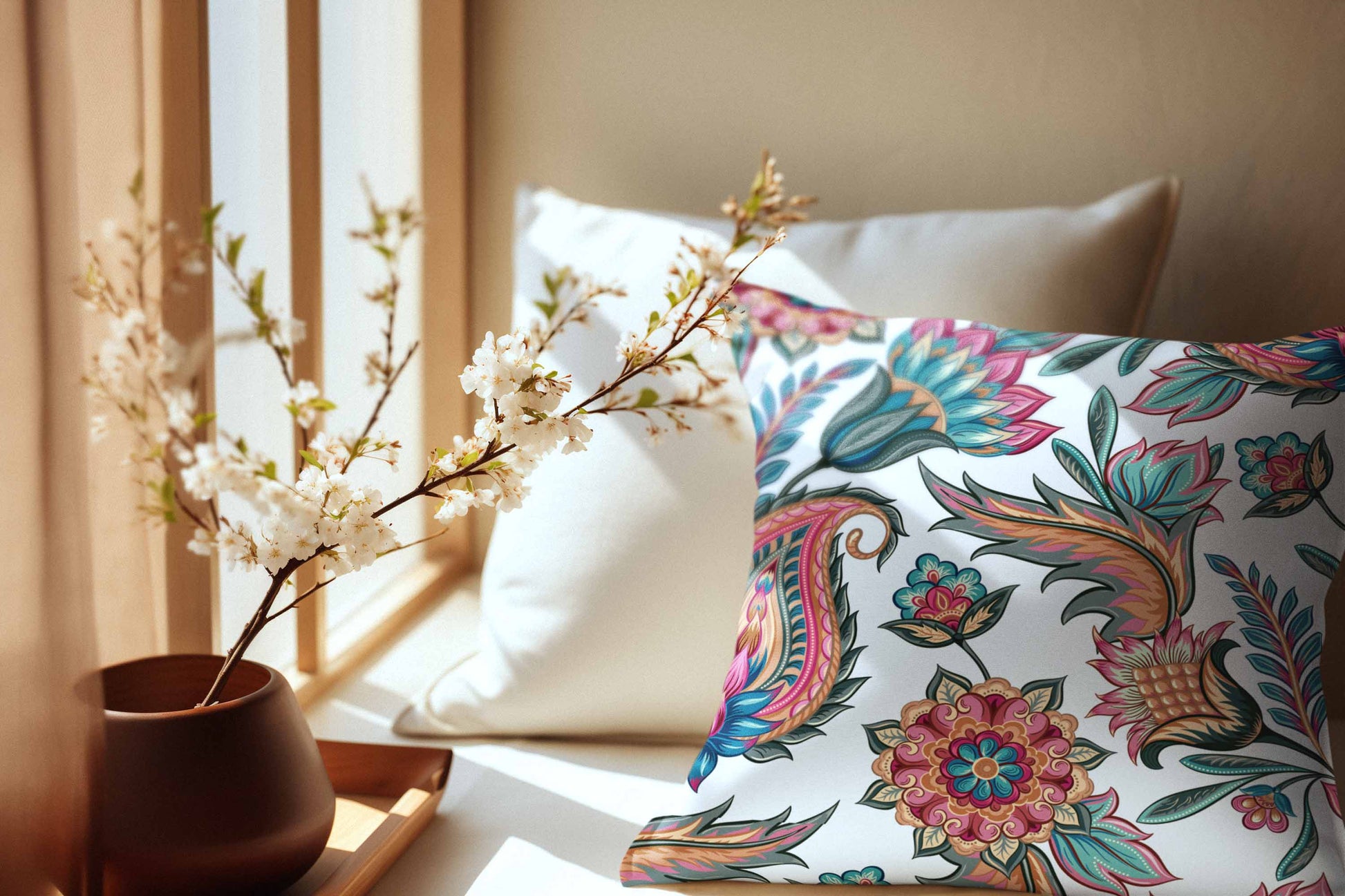 China Flower Throw Pillow Cover