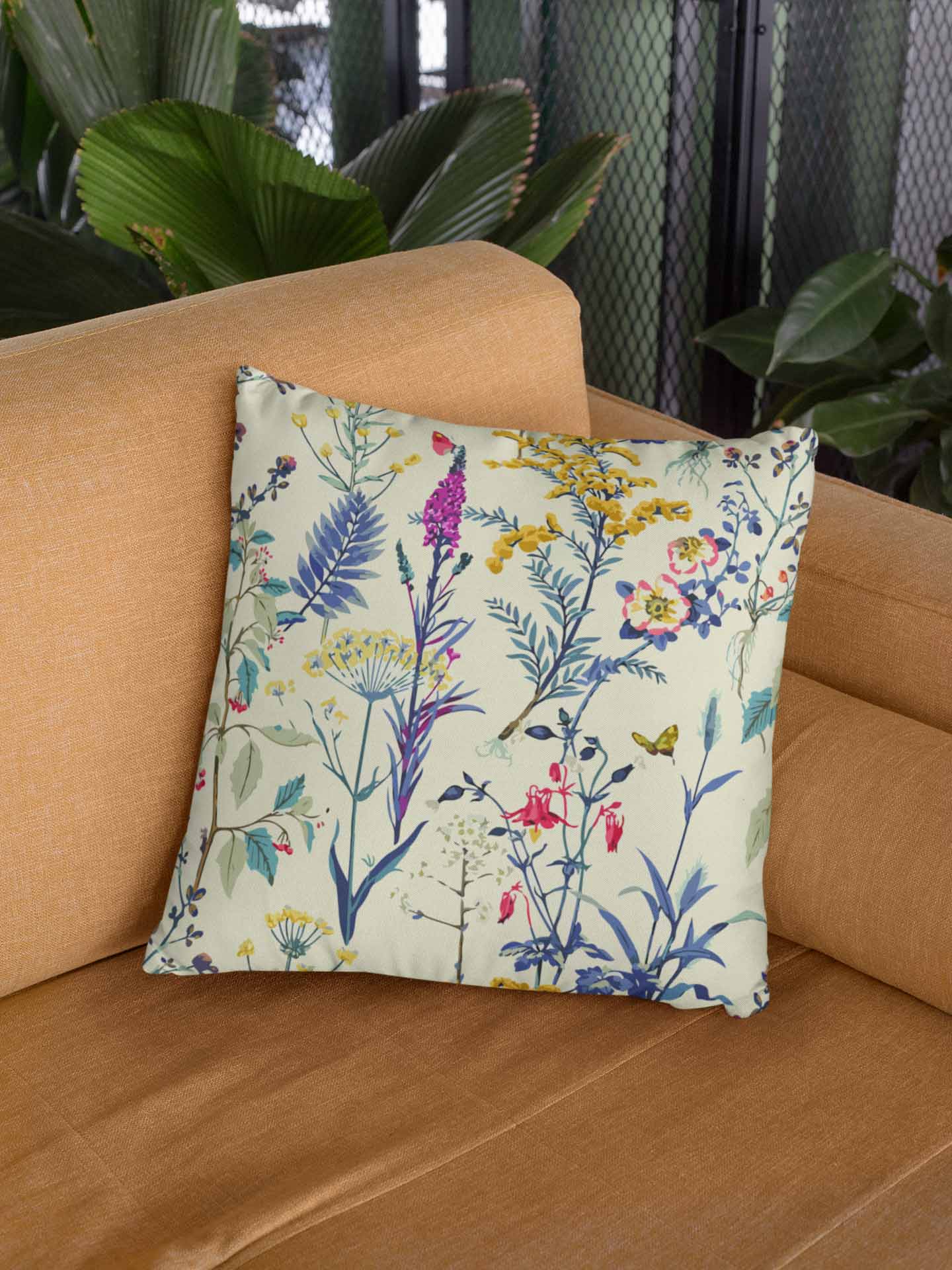 Floral Jersey Throw Pillow Cover