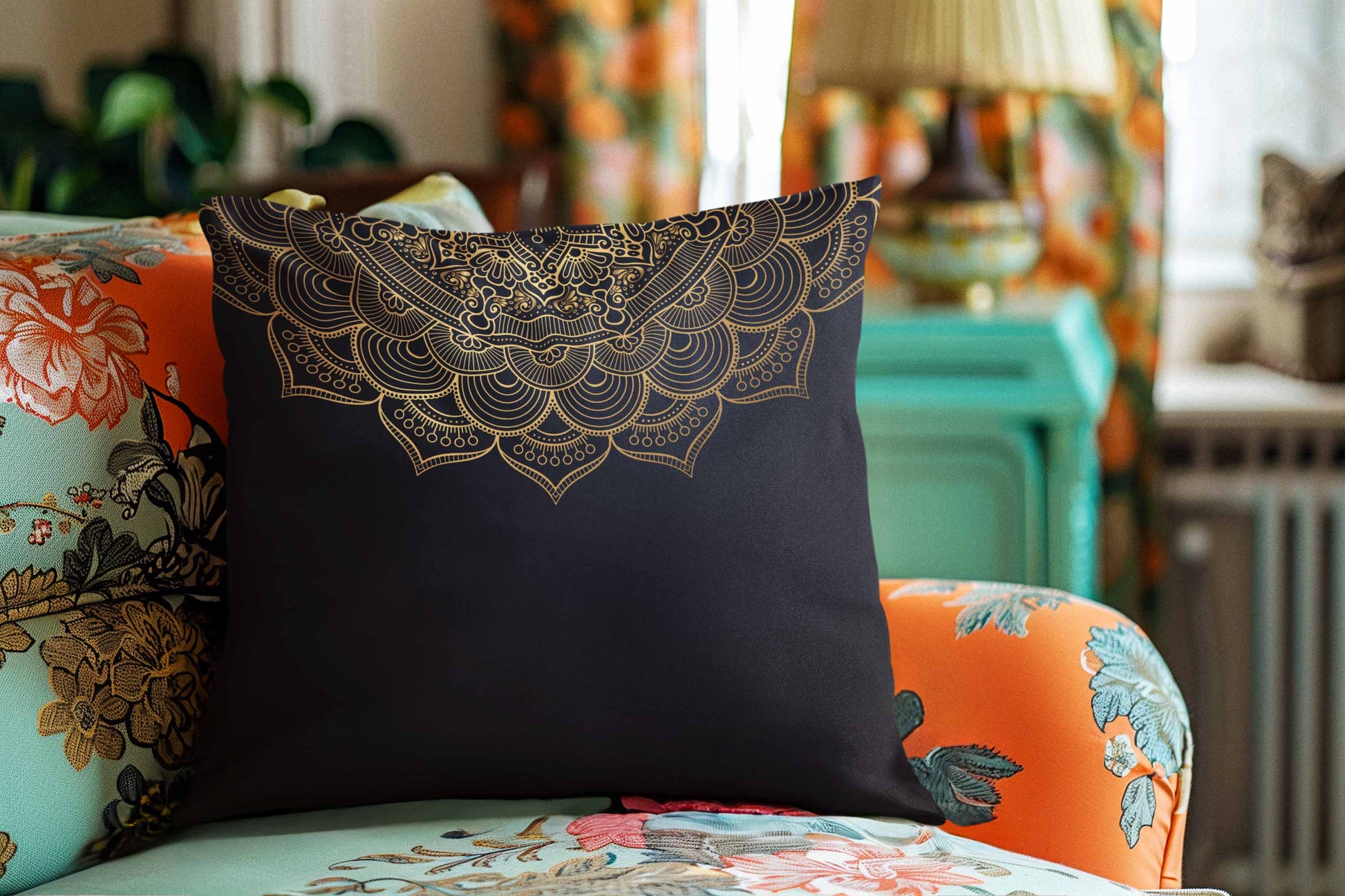 Elegans Black Throw Pillow Cover