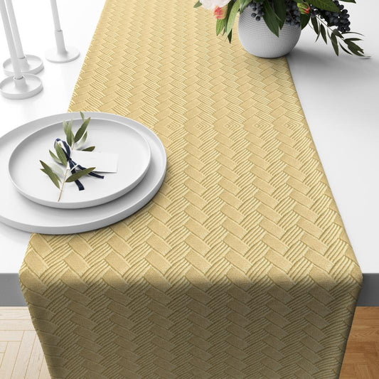 Patterned Leather - Beige Table Runner