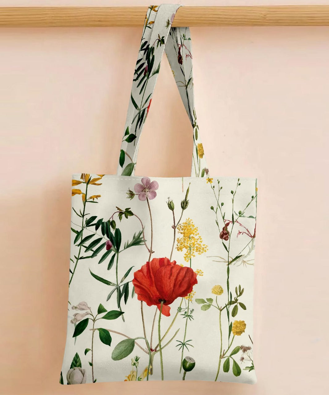 Printed - White Rosey Tote Bag