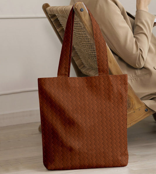 Patterned Leather - Bronze Tote Bag