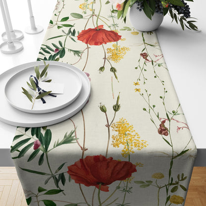 Printed - White Rosey Table Runner