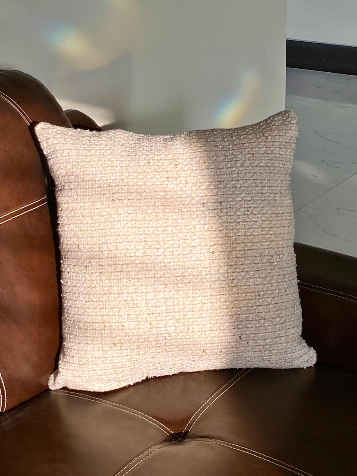 Woven Jute - Beige Throw Pillow Cover