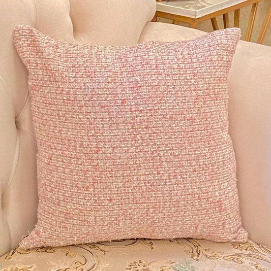 Woven Jute - Blush Elegance Throw Pillow Cover