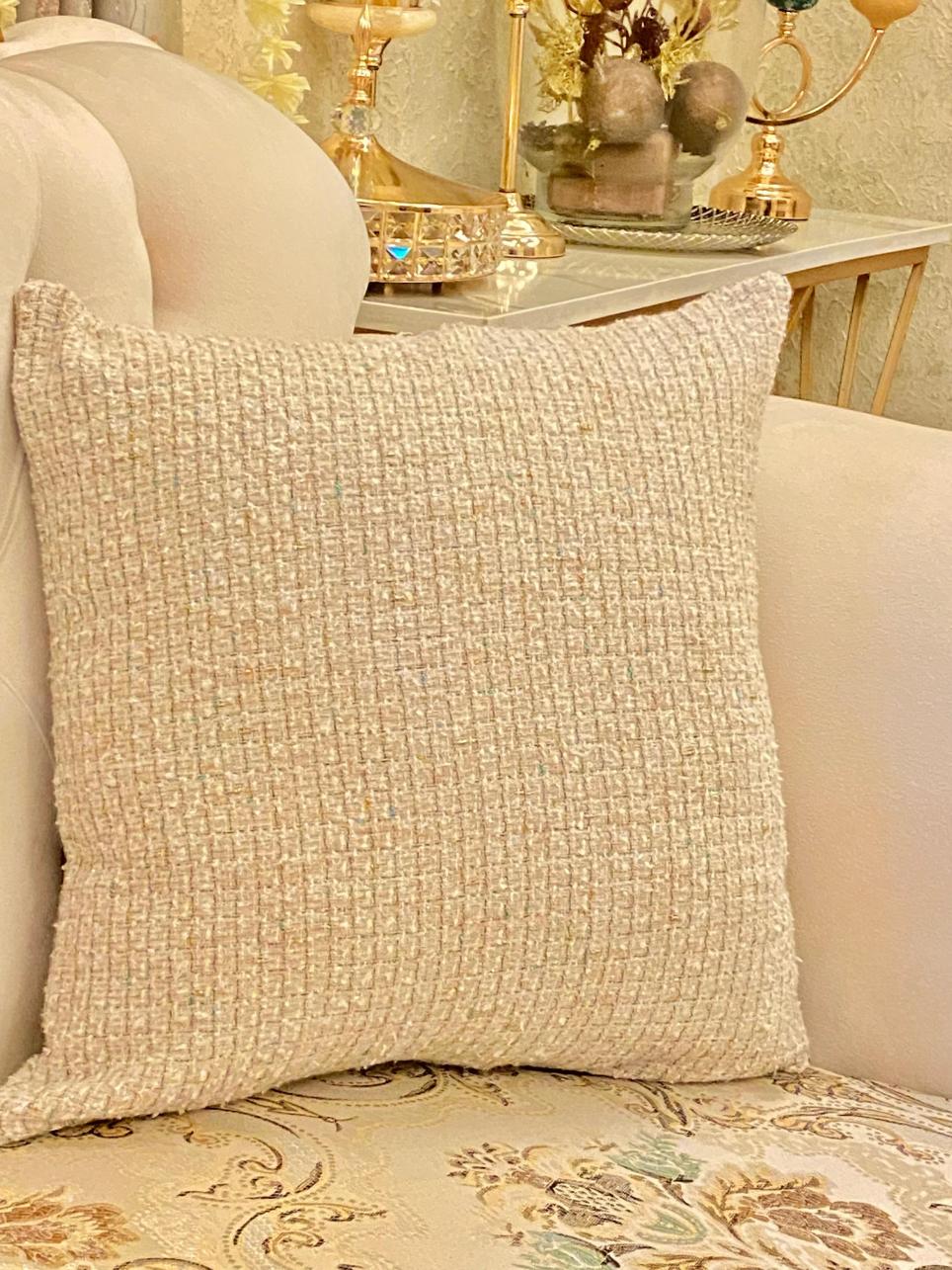 Woven Jute - Beige Throw Pillow Cover