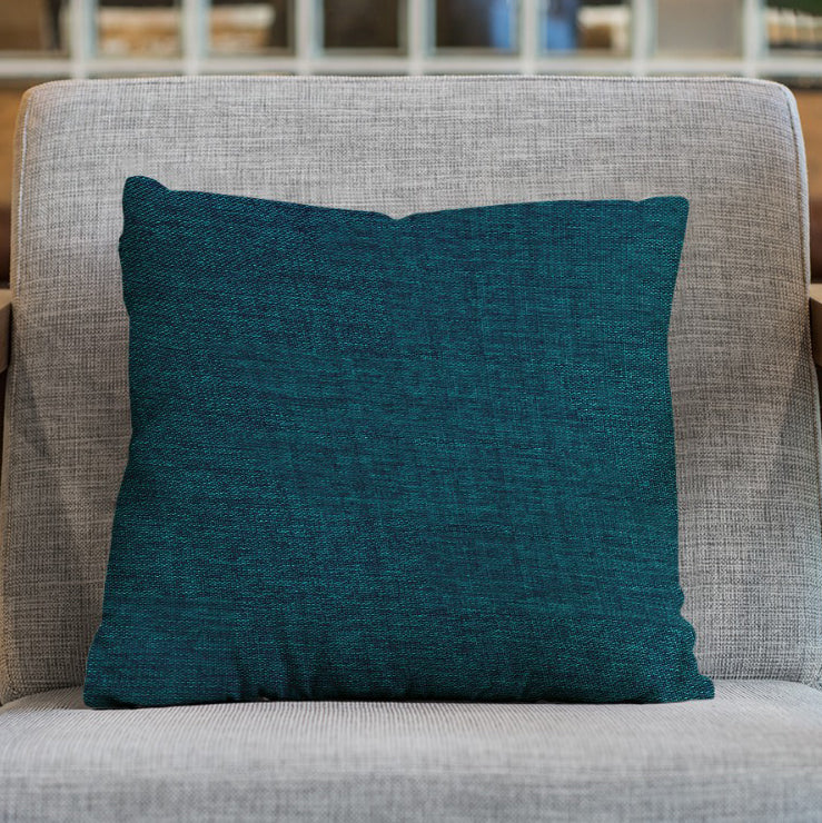 Fine Jute - Dark Turquoise Throw Pillow Cover