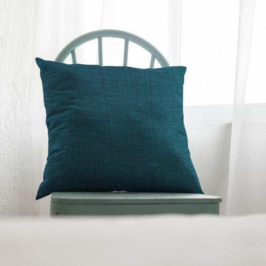 Fine Jute - Dark Turquoise Throw Pillow Cover