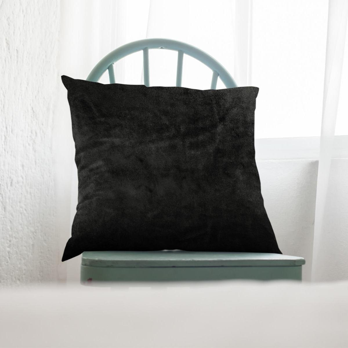 Malai Velvet - Black Throw Pillow Cover