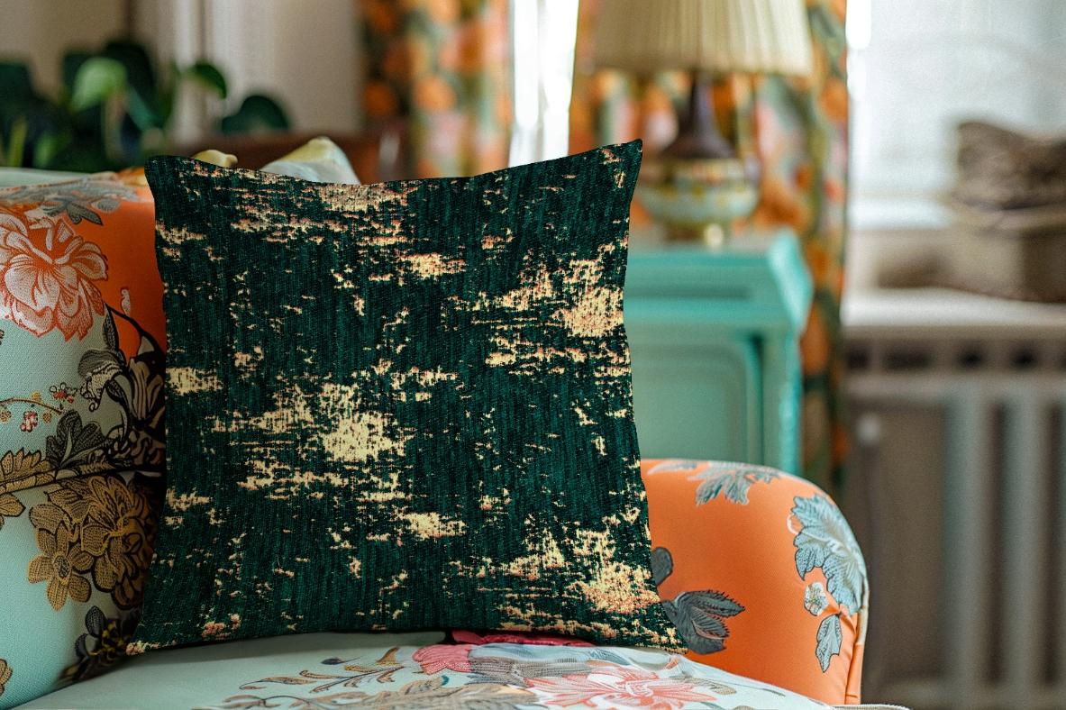 Shanghai Velvet - Emerald Throw Pillow Cover