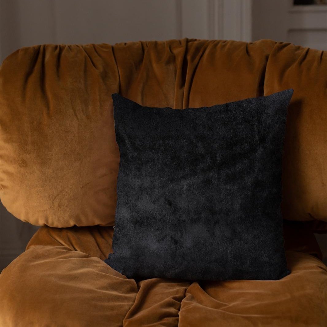 Malai Velvet - Black Throw Pillow Cover