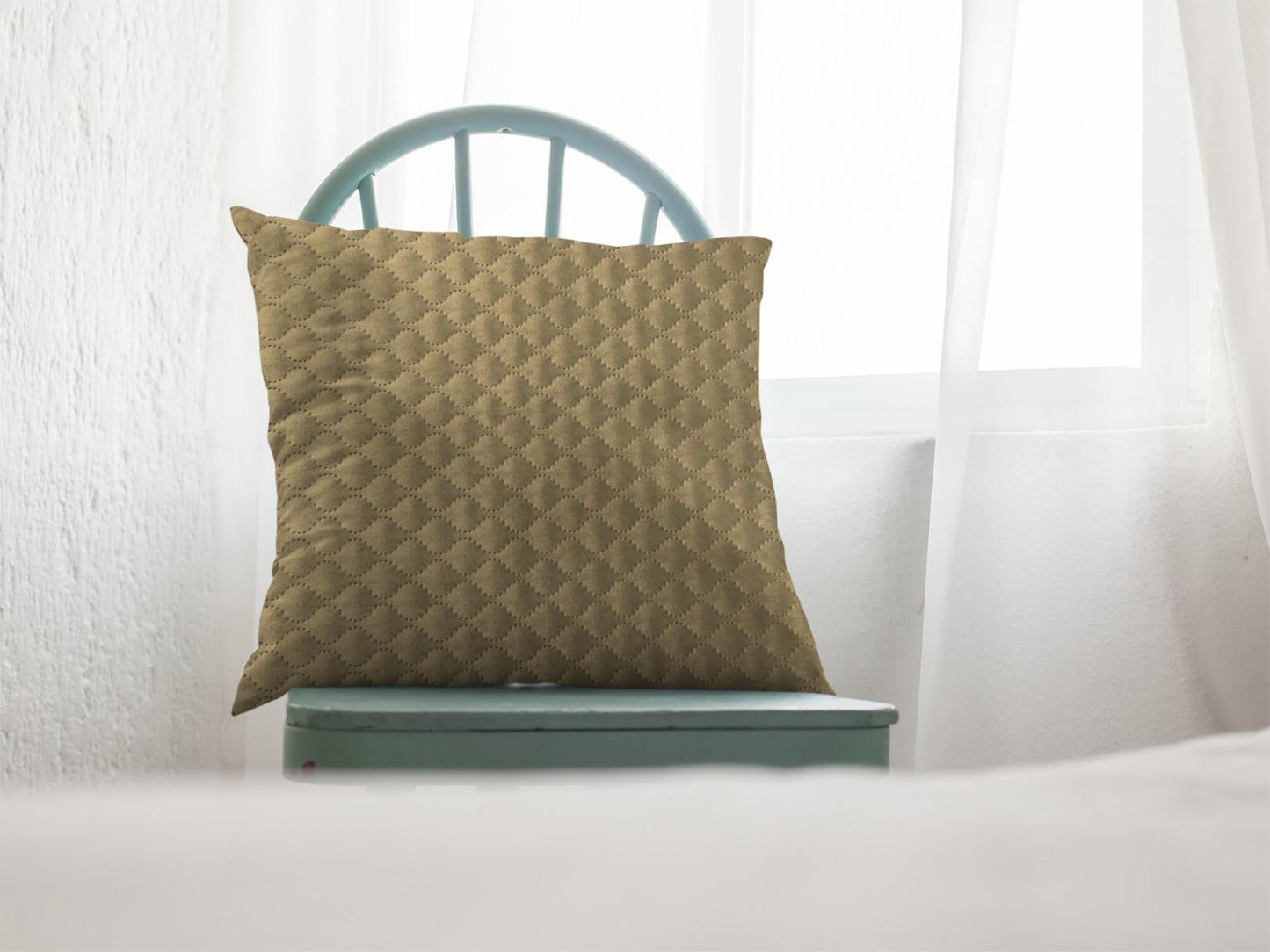 Quilted Velvet - Fawn Throw Pillow Cover