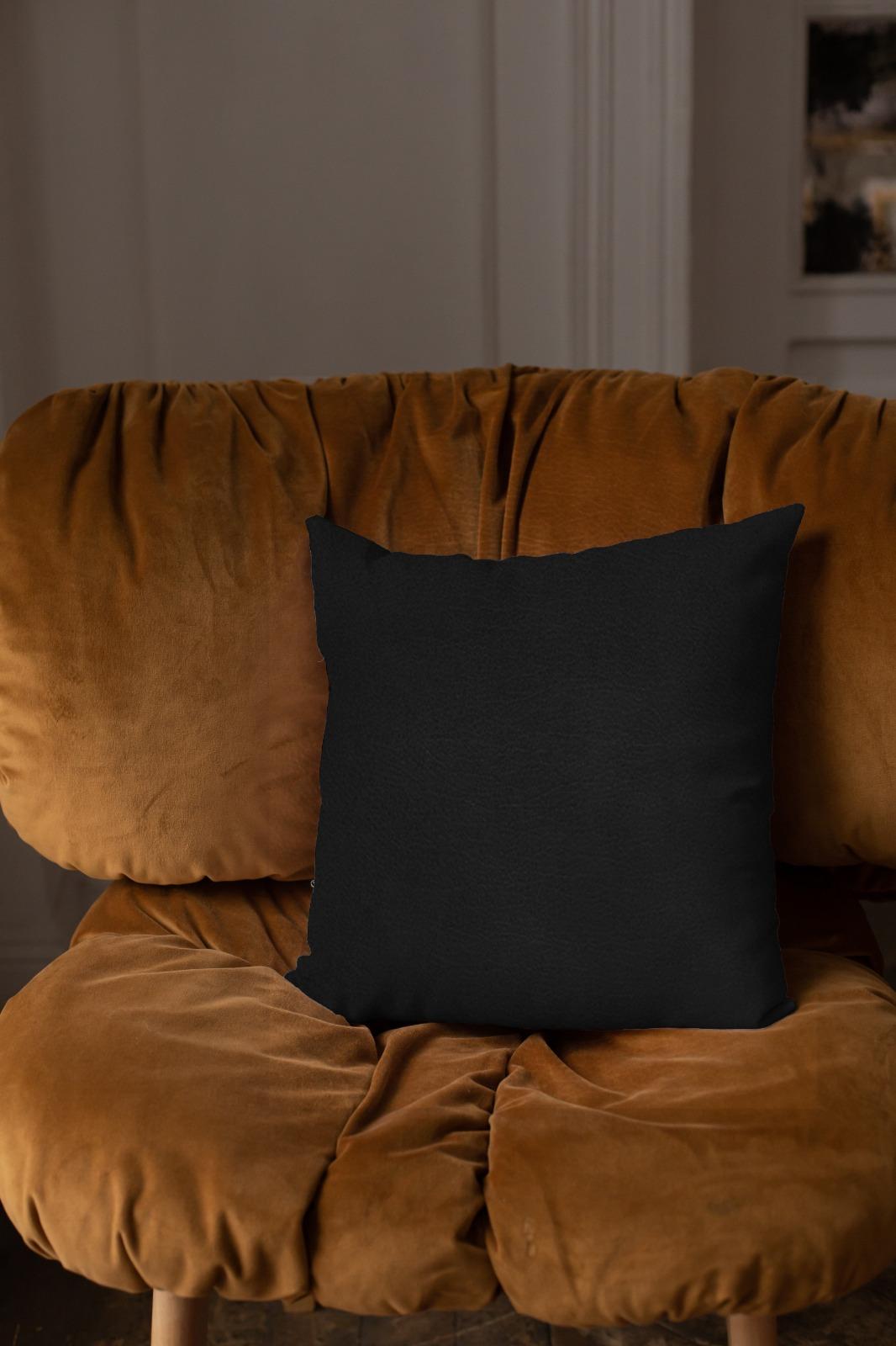 Leather - Black Throw Pillow Cover