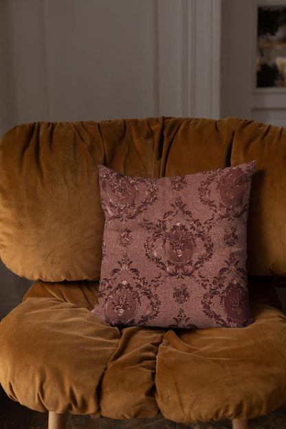 Embossed Leather - Burnt Umber Throw Pillow Cover