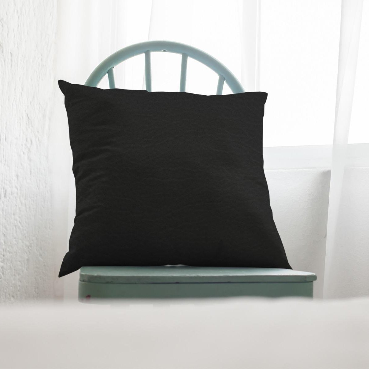 Leather - Black Throw Pillow Cover