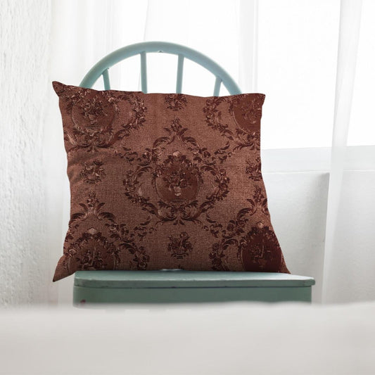 Embossed Leather - Burnt Umber Throw Pillow Cover