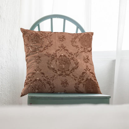 Embossed Leather - Blush Umber Throw Pillow Cover