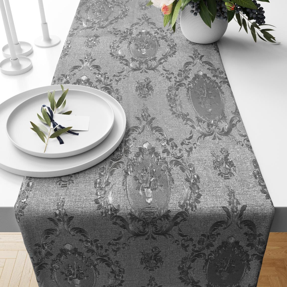 Embossed Leather - Silver Table Runner