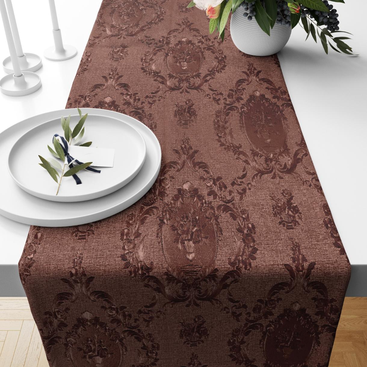 Embossed Leather - Burnt Umber Table Runner