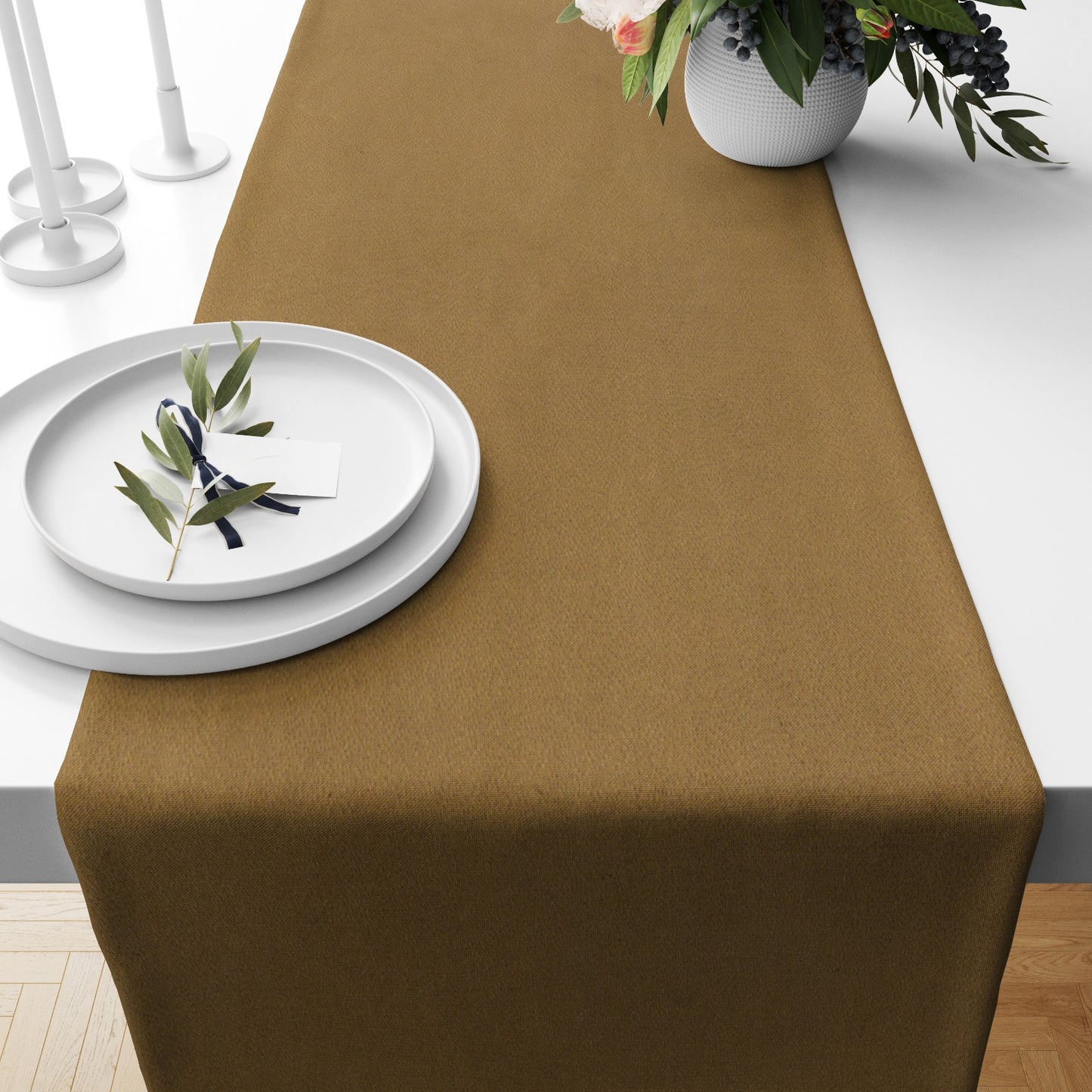 Leather - Peanut Brown Table Runner